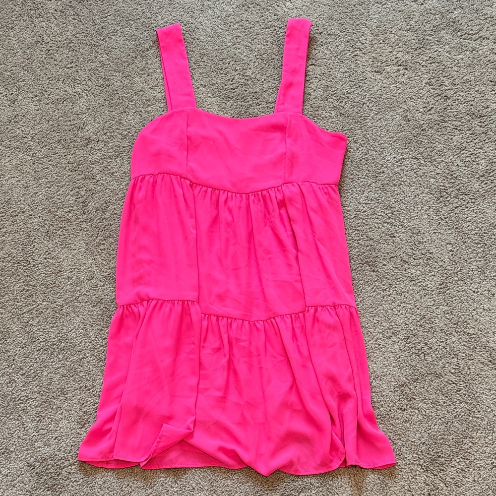 Adrienne Neon Pink Dress - Size Large